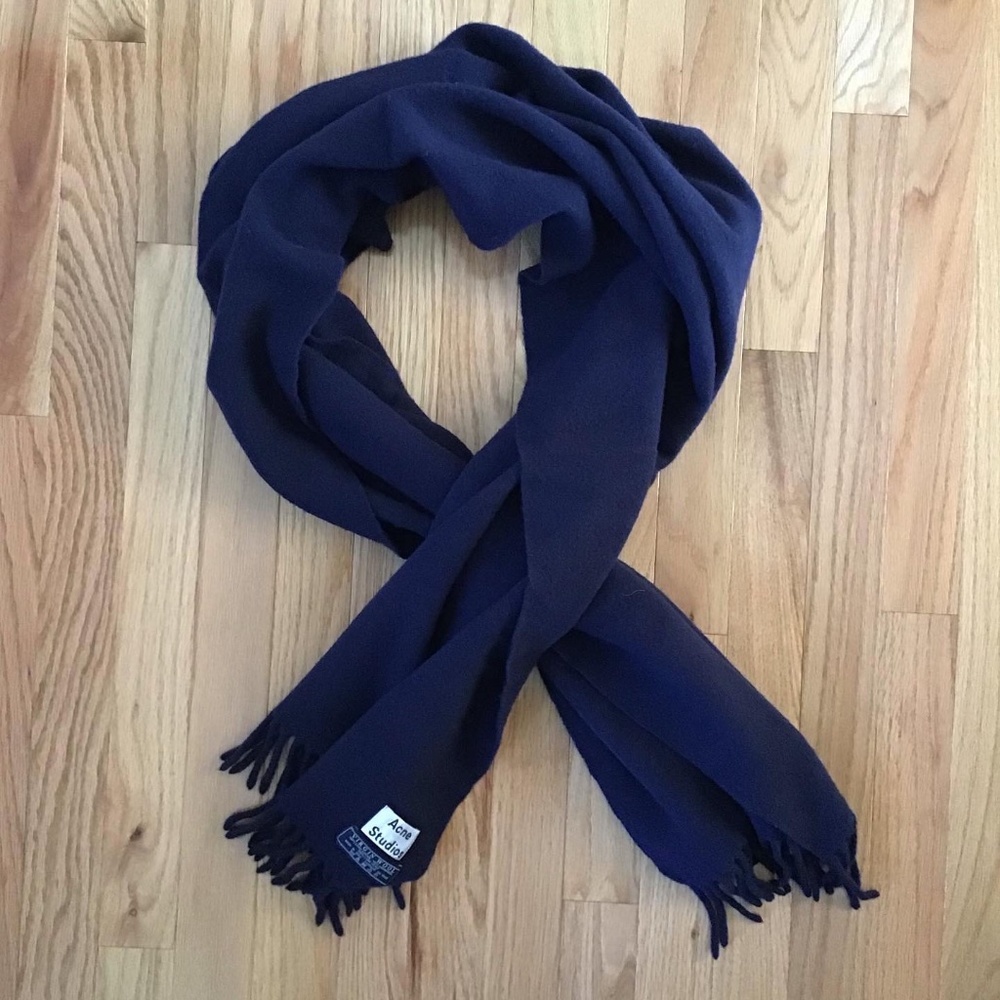 Acne Studios Virgin Wool Canada Scarf - Navy Blue